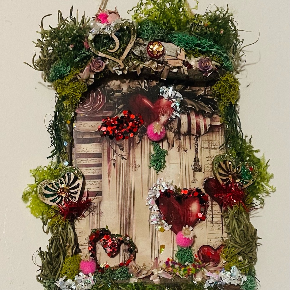 Heart-Themed Wall Art Valentines Love wall decor hanging red pink handmade